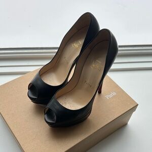 Christian Louboutin Black Peep-Toe Pumps